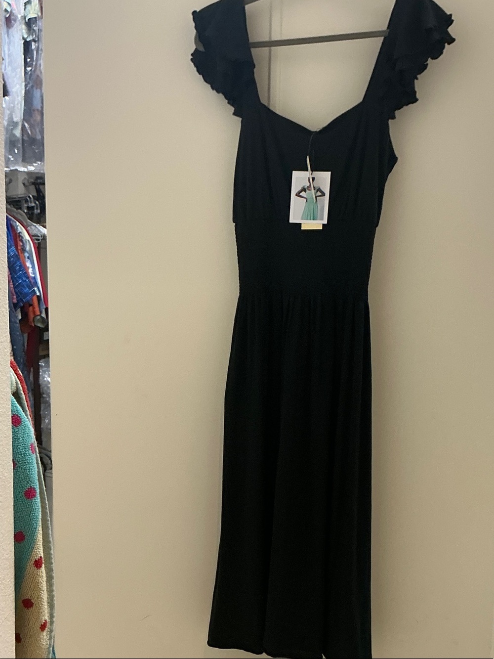 Nation LTD Black Ruffle Sleeve Maxi Dress